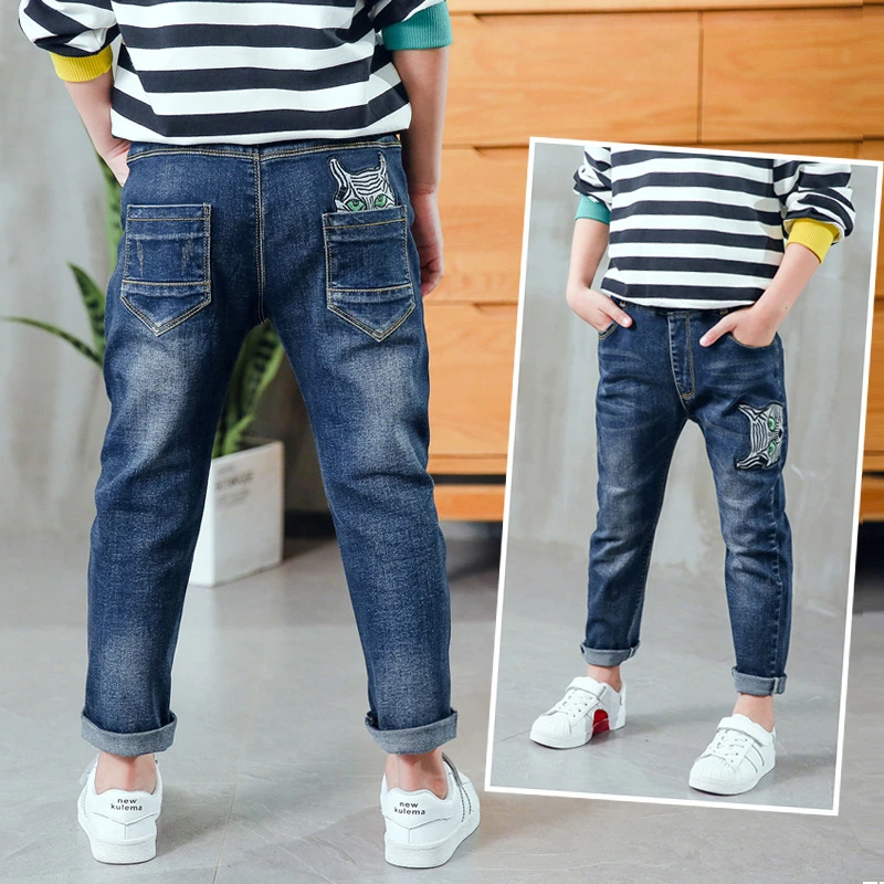 

Children's fashion jeans, spring and autumn boys jeans children good casual embroidery jeans slim denim pants, 3-14 years old