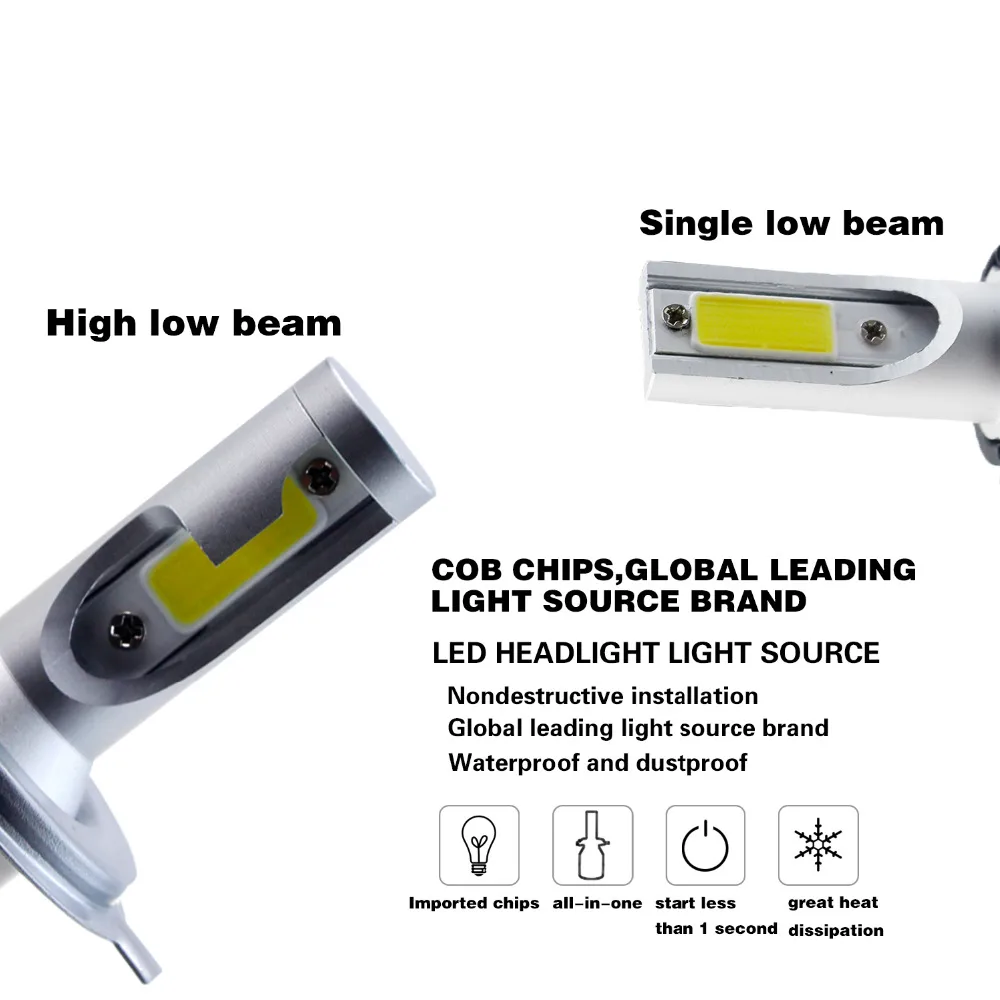 2 шт. супер яркий H7 H4 LED H11 H1 H8 H11 лампы 72 Вт Фары для автомобиля авто Светодиодная лампа с вентилятором автомобильные светодиодные 6000 К Белый 12 В автомобильной AJ