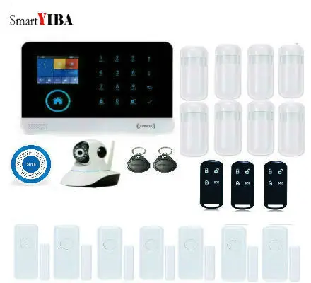 

SmartYIBA WIFI Wireless App Control RFID Alarm System HD Camera Surveillance Blue Siren Alarm Motion Detection Door Gap Alarm