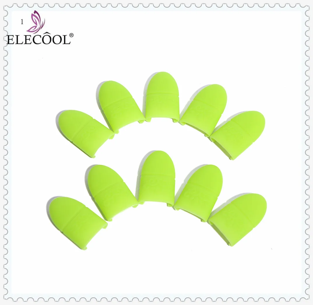Elecool 10 шт. силиконовые наконечники для дизайна ногтей УФ-Гель-лак для удаления замачивания крышки УФ-гель-лака для удаления лака зажим для маникюра инструмент для очистки TSLM2 - Цвет: GREEN