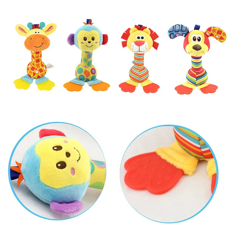 

Cute Animal Baby Rattle Toys for Newborn Early Educational Toys Plush Doll With Teether Kids Infant Toys Gifts Baby Speelgoed