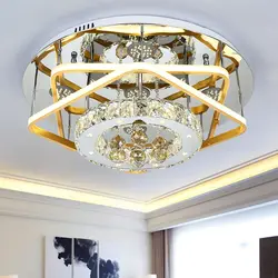 Iwhd k9 кристалл светодиодный потолочный светильник современная мода круглый потолочный светильник творческий металл Lampara TECHO дома Освещение