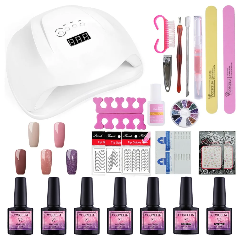 

COSCELIA 54W Nail Dryer Manicure Set Tools For Manicure Nail Gel Varnish Set Set For Manicure Gel Nail Polish Nail Art Sets