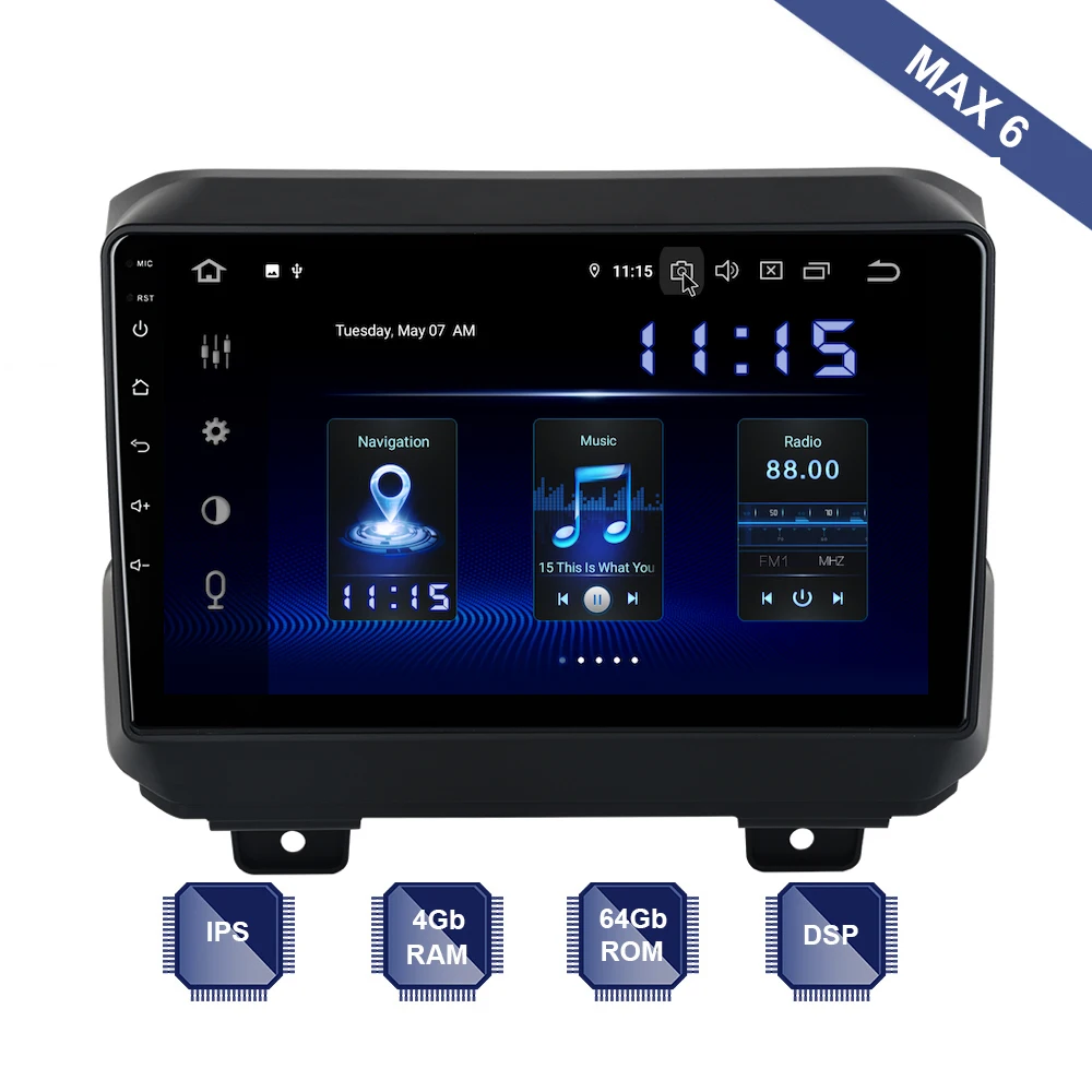 

Android 9.0 2 Din GPS for Jeep Wrangler 2018 2019 PX6 DSP IPS HDMI 4Gb+64Gb RDS WIFI BT USB AUX carplay OBD free Map