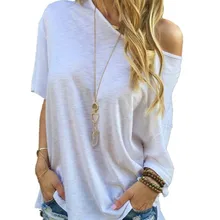 T-Shirt Women Summer 2017 Short Sleeve Off shoulder White Casual Tops Tshirt Tops tees Femme Fanoni