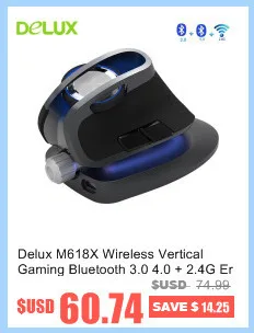 Delux M618X Вертикальная Беспроводная Bluetooth 3,0 4,0 мышь 2,4 ГГц эргономичная перезаряжаемая лазерная мышь 6D двойной режим Usb компьютерные мыши