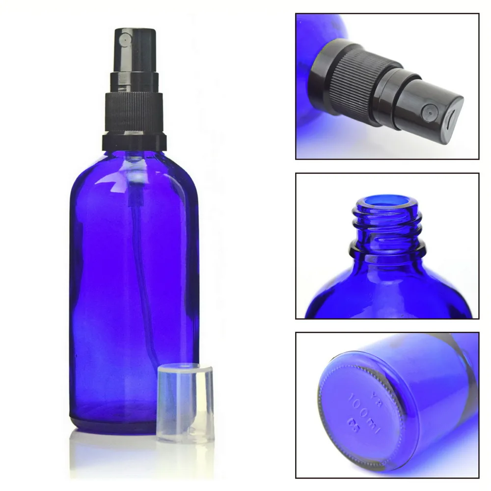 6X100 мл новое кобальтовое синее стекло бутылка с тонким распылением тумана для ароматерапии парфюмерные эфирные масла пустые косметические контейнеры