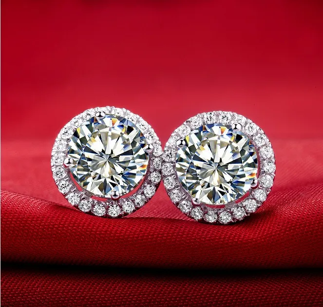 Solid White Gold Earrings For Women 0 5ct Piece Sona Diamond Earring Solid White Gold Earrings For Women 0 5ct Piece Sona Diamond Earring Stud Female Engagement Jewelry 14k In From