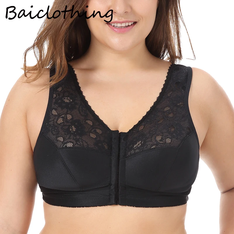 

Wholesales BAICLOTHING Womens Full Coverage Non Padded Front Closure Wireless Minimizer Bra Lingerie 34 36 38 40 42 C D DD DDD/E