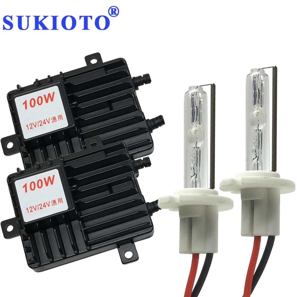 SUKIOTO Xenon 24V H1 100W HID KIT H7 8000K 6000K 5000K 4300K H9 H11 9005 9006 880 D2H D2Y HID Projector 24V Truck Boat HeadLamp (5)