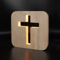 Miumiu религиозный крест ремесло атмосферная лампа Деревянный резной полый ночник USB СВЕТОДИОДНЫЙ детская комната настольное украшение
