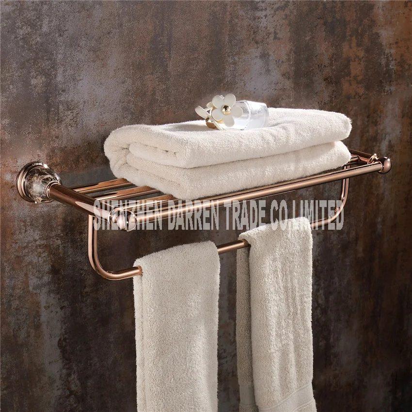 New Arrival Marble base towel rack rose gold full copper towel rack