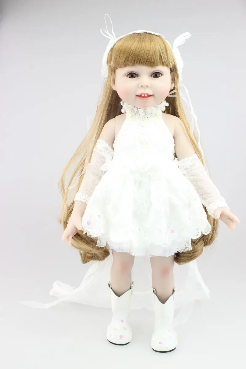 

18" Toddler Baby Toys Girls Dolls Full Vinyl Bathed Doll Wedding Dress Brinquedos Kids Birthday Holiday Gifts