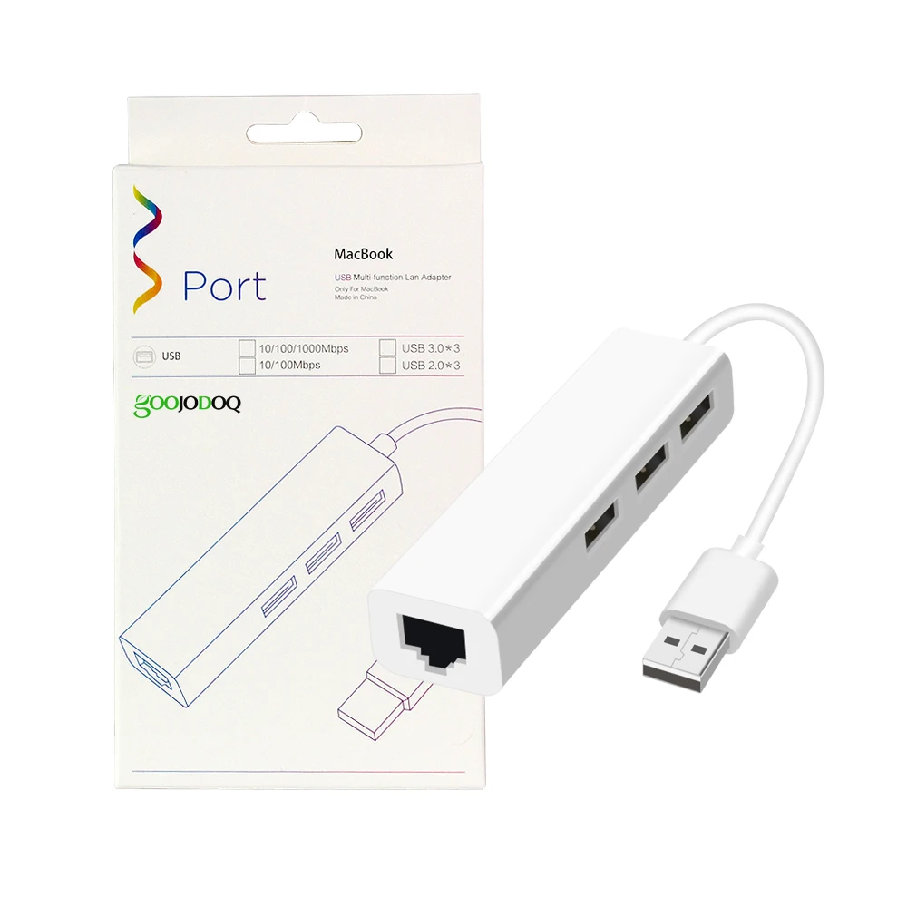 USB Ethernet rj45 3 Порты 2 0 концентратор 10/100 Мбит сетевой адаптер карты для Mac iOS Android