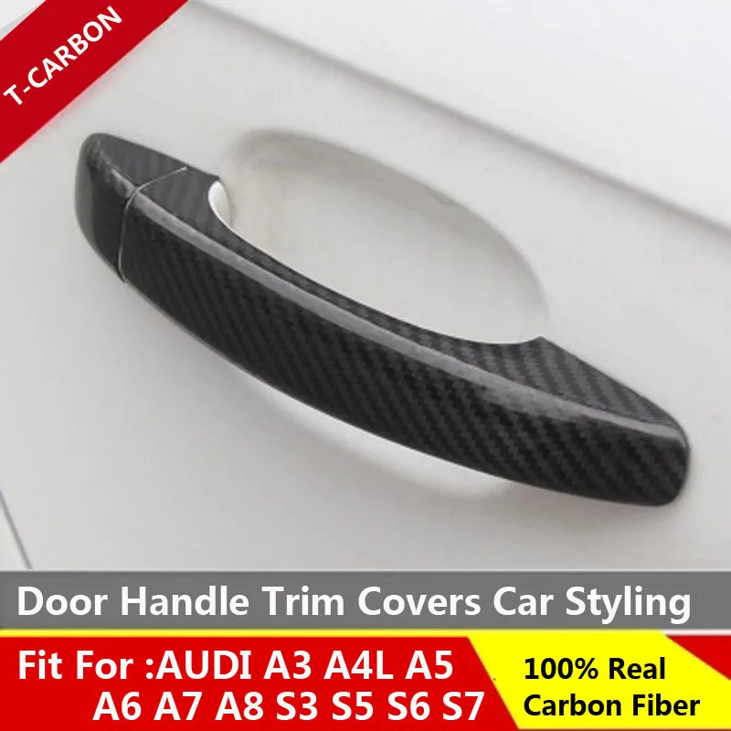 

Car-styling For Audi Carbon Fiber Auto Door Handle Knob Exterior Trim Covers for Audi A1 A3 A4 A4L A5 Q3 Q5 S3 S4 S5 2009-2018