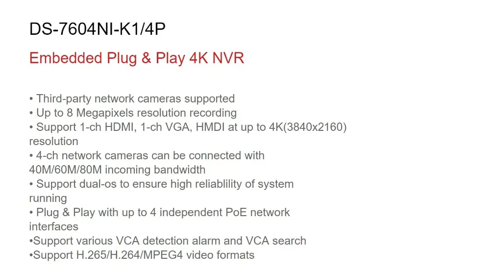 Hikvision NVR DS-7616NI-K2/16 встроенных Plug& Play 4 K NVR с 2 SATA Интерфейсы 16CH 16POE Порты и разъёмы для безопасности Камера H.265 P2P