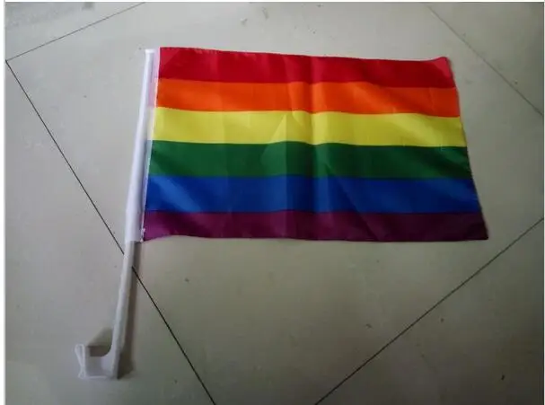 2Pcs 30*45Cm A plastic Stick Rainbow Hand flag/ Car Flags/American flag Lesbian Gay Pride Cheerleading Competition Products | Дом и сад