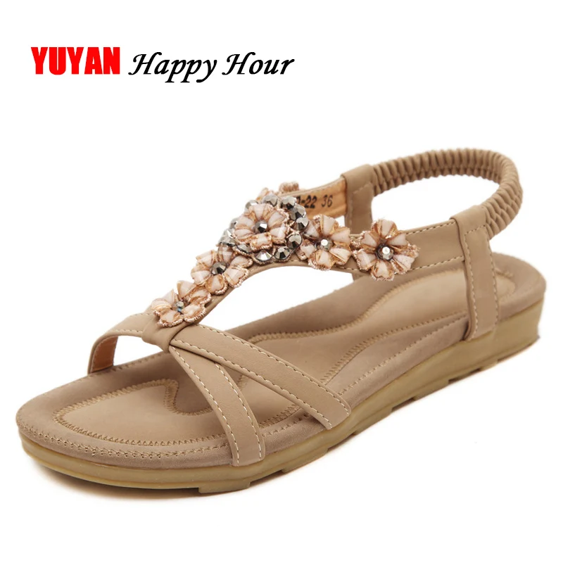 

New 2019 Summer Shoes Women Sandals Beautiful Flowers Women's Sandals Sweet Beach Flat Heel Summer Shoes Plus Size 42 ZH2530