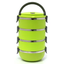 4-слоистые Детские контейнер для закусок Еда контейнер бенто обед коробка из нержавеющей стали Круглый Пищевой изоляция обеда контейнер