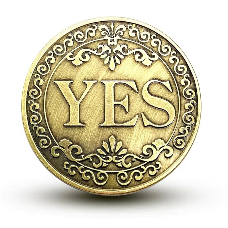 

YES or NO Commemorative Coin Floral YES NO Letter Coin Classic Magic Tricks TOYS Close Up Magic Props Show Tool