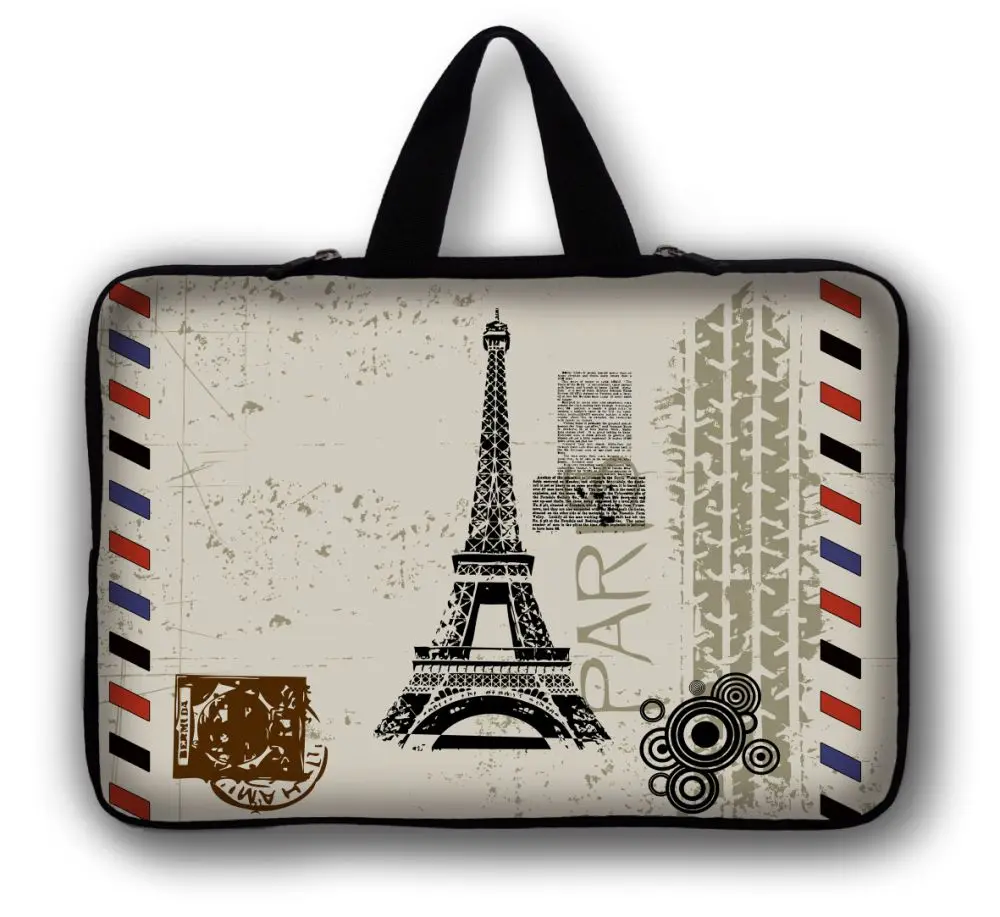 17&#39;&#39; 17.3 17.4 inch Eiffel Tower Laptop Bag For Macbook Pro 17 Neoprene Computer Zipper Pouch ...