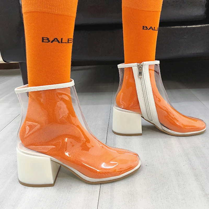 

Transparent Boots Women Ankle Boots For Women 2019 New Clear Sexy Boots Ladies Glitter High Heel Boots Fashion Rain Boots Women
