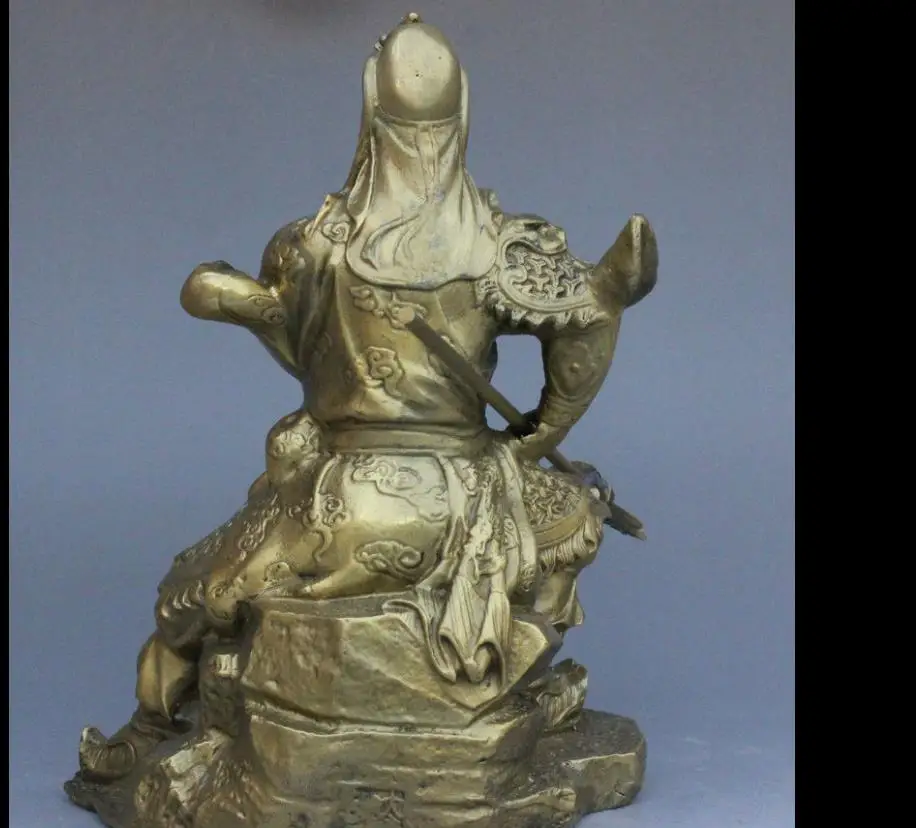 SCY 117741 + 9 &quotНародная китайская латунная медная воин Дракон GuanGong Guan Yu статуя Бог
