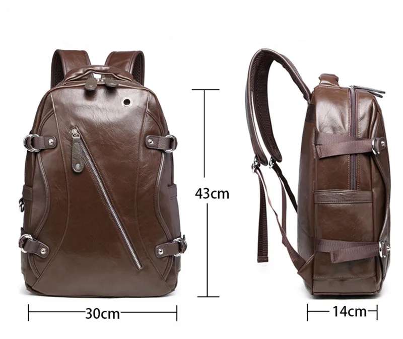 Большой Вместительный Мужской винтажный рюкзак для ноутбука из искусственной кожи, женские сумки, мужские дорожные рюкзаки для отдыха, Ретро Повседневная сумка, школьный рюкзак для подростков