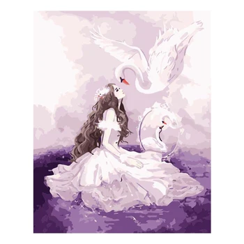 

Pink Beauty and Swan Hand Made Paint High Quality Canvas Beautiful Painting By Numbers Surprise Gift Great Accomplishment