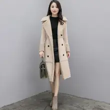 Рождественские предложения зимнее пальто женское Шерстяное пальто парка замшевое пальто ягненка стеганый ватник куртка базовые пальто Manteau Femme DF896