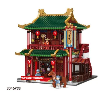 

Creator City street view moc building block Chinatown chinese hostel assemable model figures bricks toys collection for gifts
