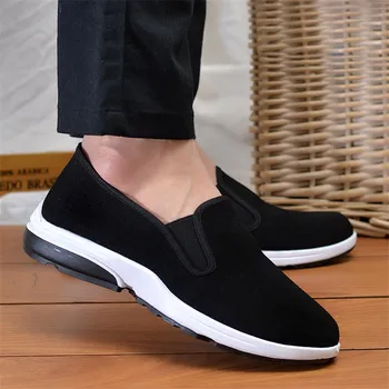 

2019 Men's Fashion Canvas Shoes Men's Four Seasons Black High Quality Casual Walking Shoes Breathable Flat Shoes Zapatos Hombre