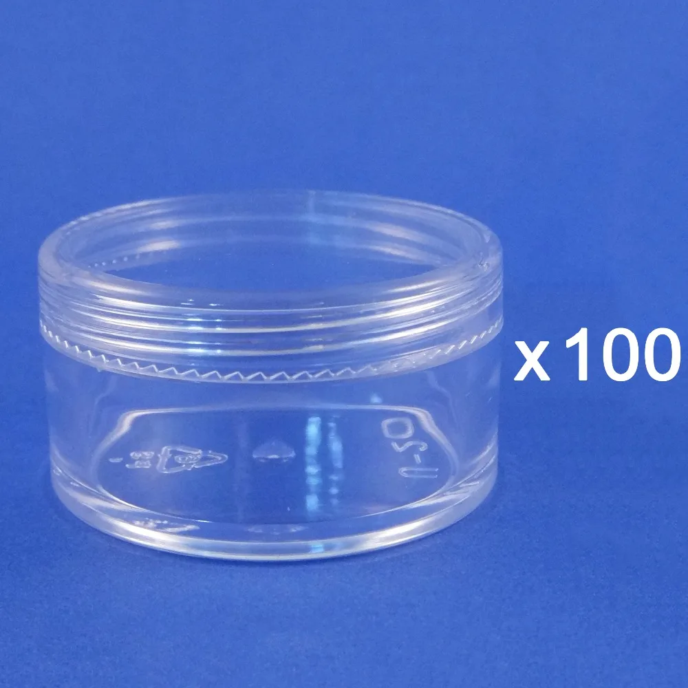 100 Wholesale Bulk Plastic Storage Jars Clear MakeupPackaging