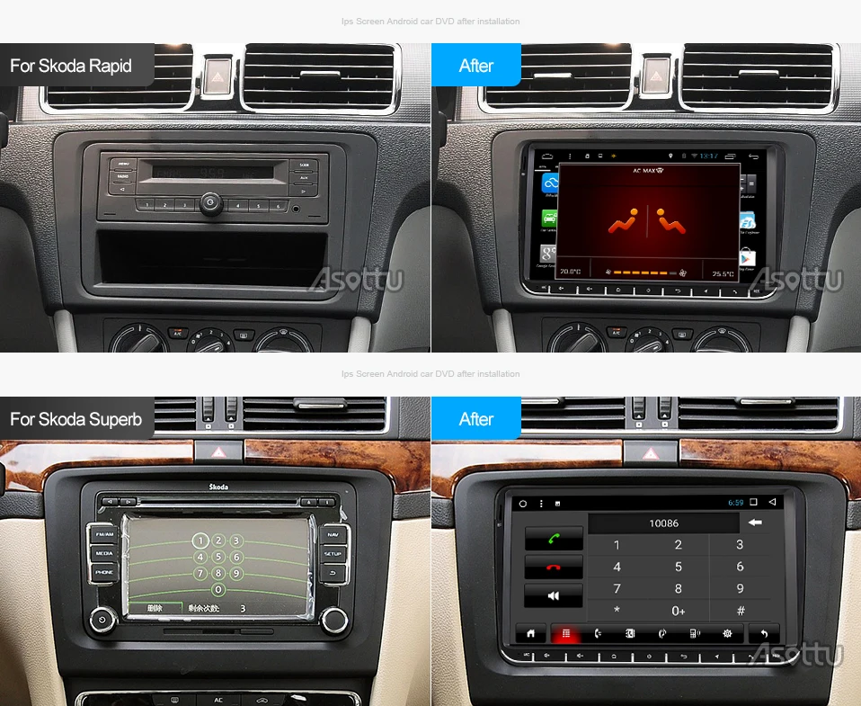 Clearance EU RU warehouse Asottu  CDZ9081 car dvd player  for Skoda Fabia octavia Superb Yeti Seat Rapid for vw golf tiguan polo passat CC 8