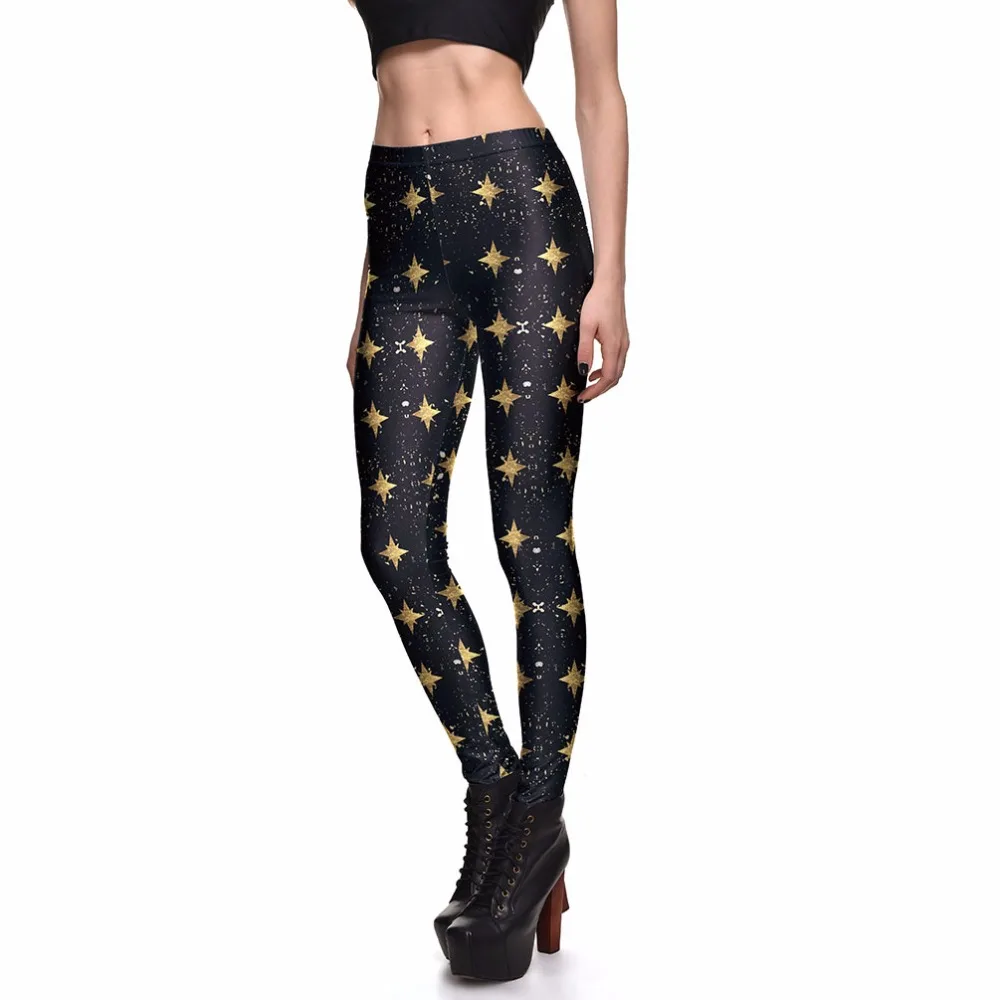 Popular new South American fashion star pattern printing casual breathable leggings sexy fitness high waist women