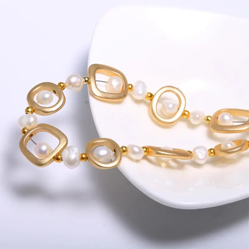 Pearl Necklace Geometry Necklace Pearl 7-8 mm Diameter Personality Match