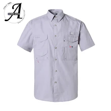 Повседневные рубашки для рыбалки с коротким рукавом, впитывающая ткань, защита от солнца, быстросохнущие, для улицы, мужские летние рубашки, дышащие рубашки для кемпинга