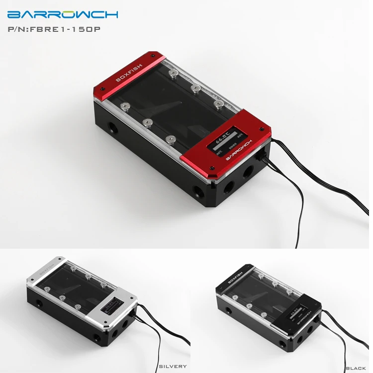 

Black,Silver,Red FBRE1-200P Barrowch box fish water tank POM square OLED temperature display computer reservoir 150/200/250mm