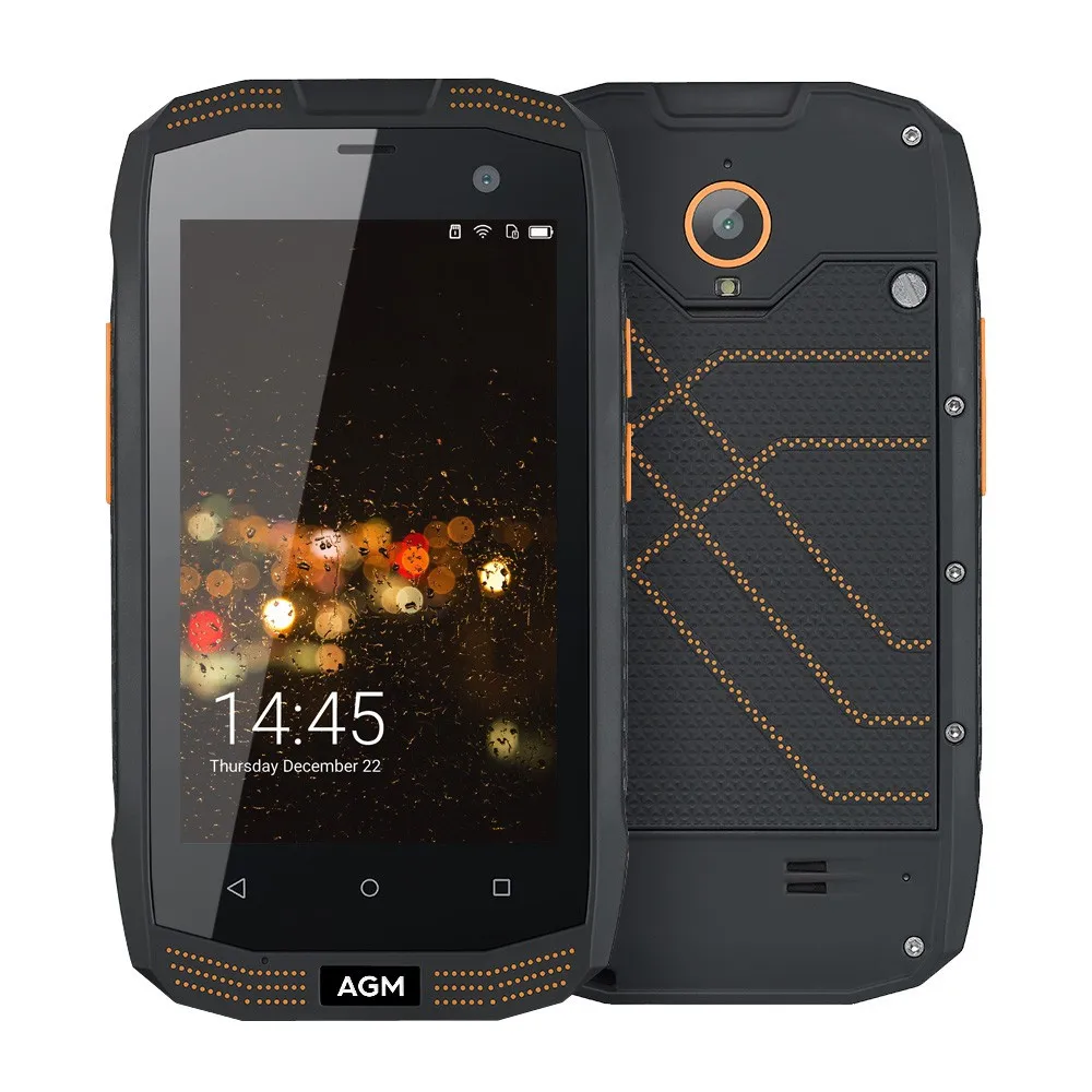 AGM A2 Rio 4,0 дюймов IP68 Водонепроницаемый Открытый Android 5,1 MSM8909 четырехъядерный 2G ram 16G rom NFC 4G мобильный телефон без русского языка - Цвет: Black