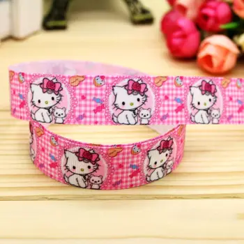 

7/8'' Free shipping cat printed grosgrain ribbon hairbow headwear party decoration diy wholesale OEM 22mm P5596