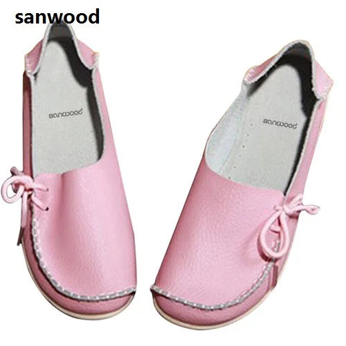 En Ligne Femmes de Loisirs En Cuir Talon Plat Décontracté Bowknot Mocassins Bout Rond Chaussures Bateau