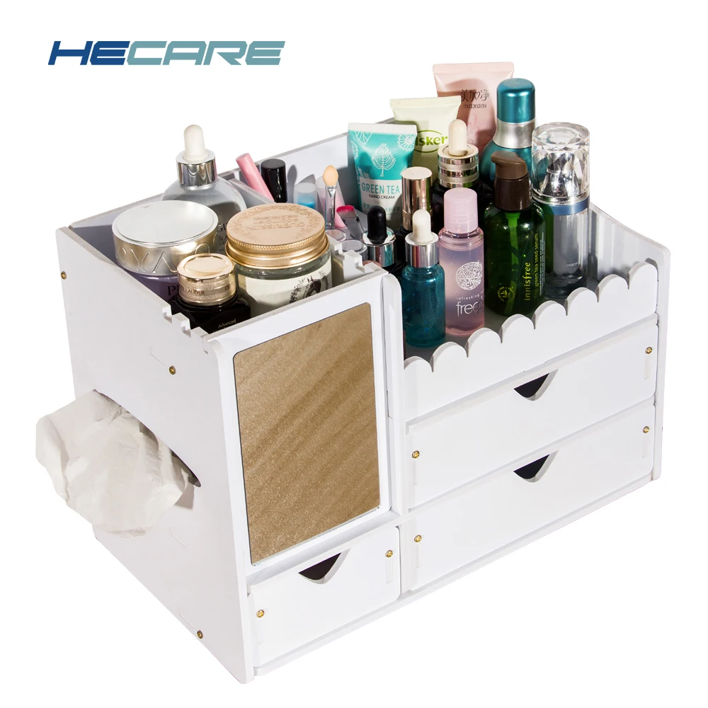 

2017 New Upgrade Makeup Organizer PVC Waterproof Plastic Box Bathroom Rangement Cosmetic Organizador For Cosmetics Storage Tool