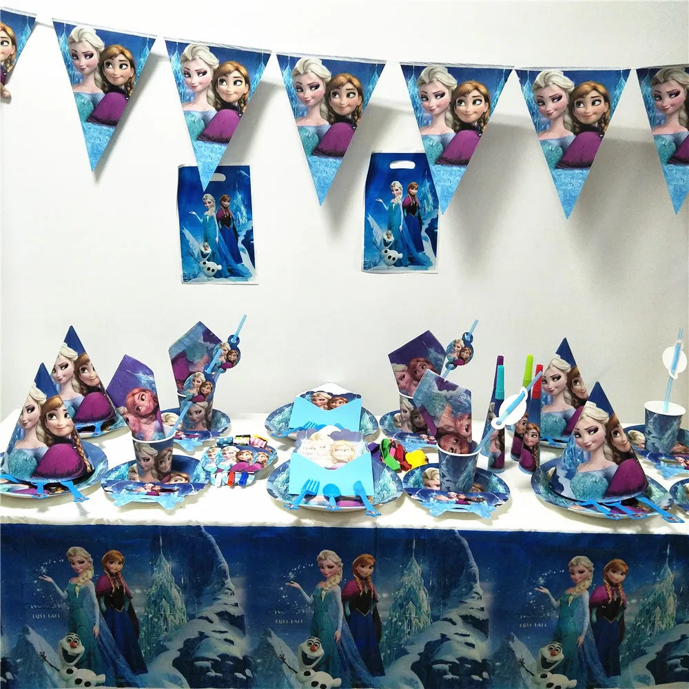 

Frozen Princess Anna Elsa Kids Birthday Party Decoration Baby Pack Event Tableware Set Baby Shower Favor Party Supplies