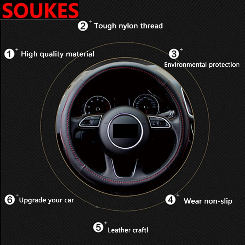 38CM Genuine Leather 7Color Car Steering Wheel Cover For Alfa Romeo 159 Kia Ceed Rio Cerato Sportage Subaru Foreste Impreza Saab