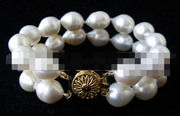 

free shipping 09431 2row white baroque freshwater pearl bracelet