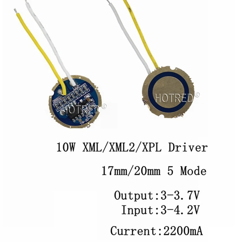 1 шт. 5 шт. cree xml светодиодный XPL xml2 светодиодный T6 U2 драйвер 17 мм 20 мм 3-4,2 в 2.2A 5-Mode светодиодный драйвер для CREE XM-L светодиодный излучатель