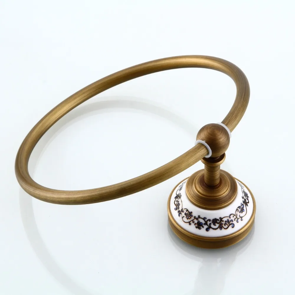 Towel Rings Antique Bronze Ceramic Wall Mounted Towel Holder Ring Brass Construction Bathroom Accessories 9222K bathroom towel ring bathroom towel holder