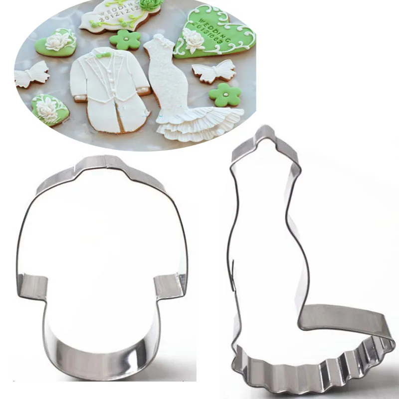 

wedding party dress men's suit Metal cookie cutter reposteria biscuit sugar icing stamp mold baking tool cupcake topper