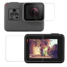 Защитное покрытие из закаленного стекла чехол для GoPro экшн-камеры Go pro Hero 5 6 7 Hero5 Hero6 Hero7 черный объектив камеры lcd Экран защитная пленка