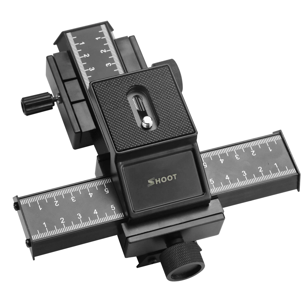 SHOOT 4 Way Macro Focusing Rail Slider for Canon Sony Nikon Pentax Macroshot Photography Tripod Head with Screw for DSLR Camera
